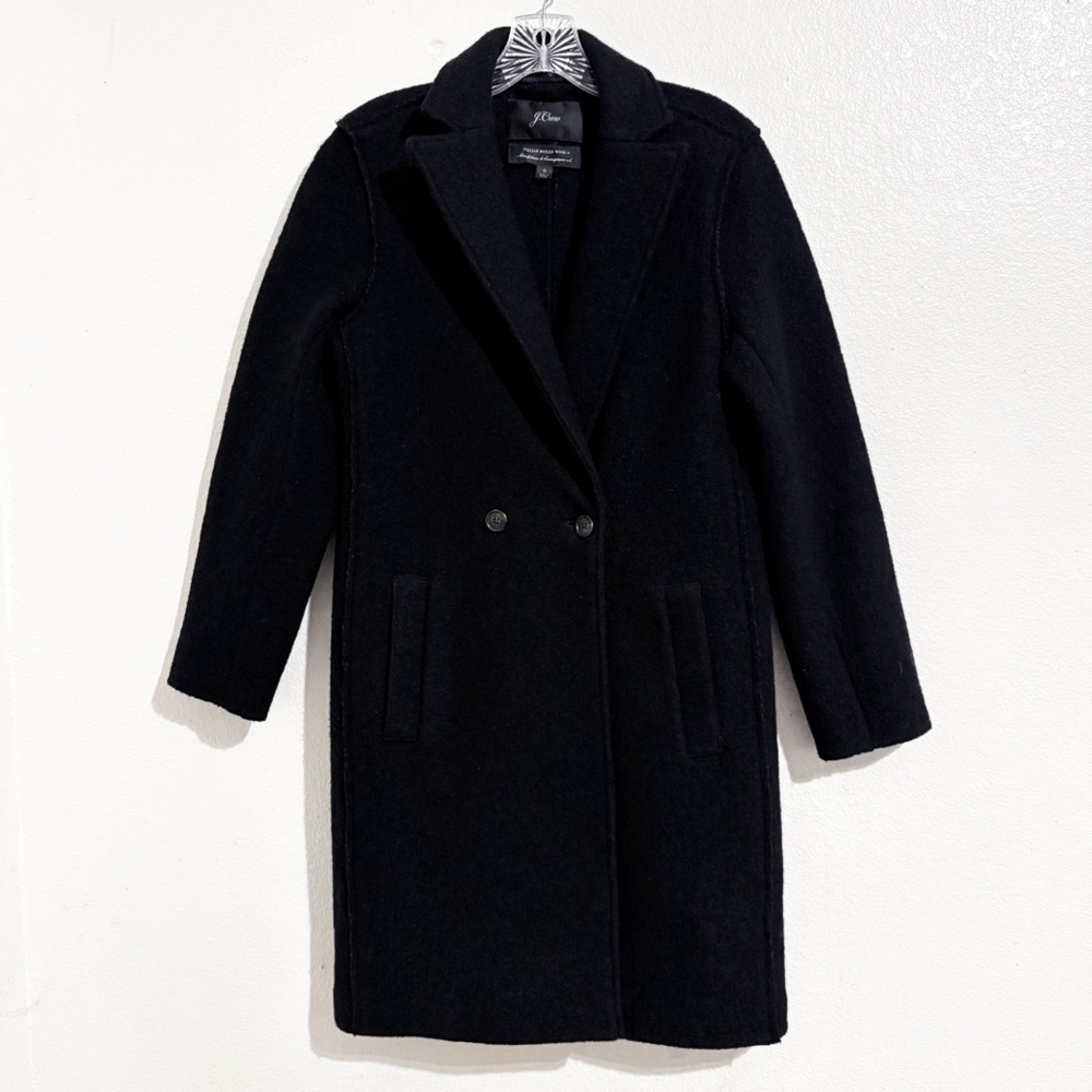 J.‎ Crew Daphne Topcoat Italian Boiled Wool in Black